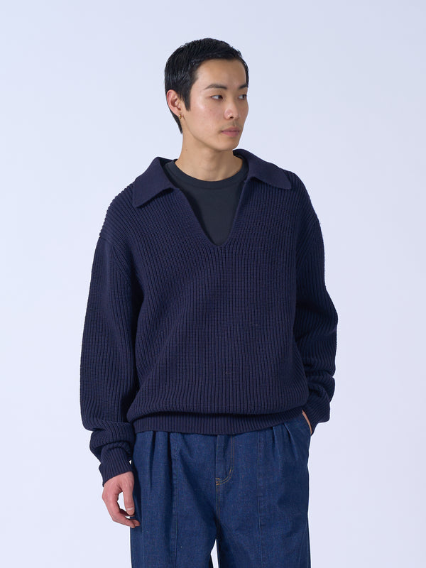 Wool Rib Skipper Sweater