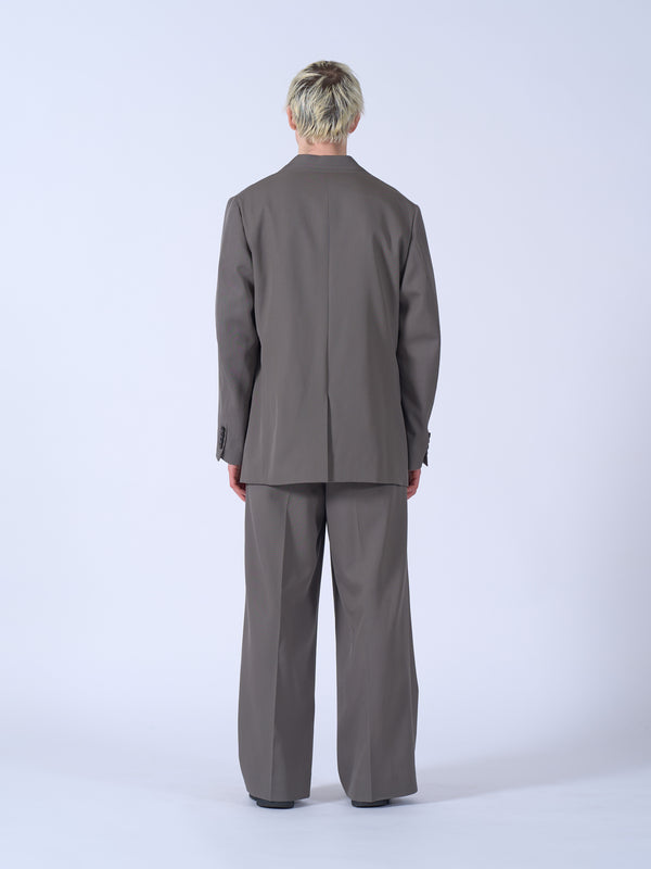 Wool Gabardine 3Pleated Wide-Leg Trousers