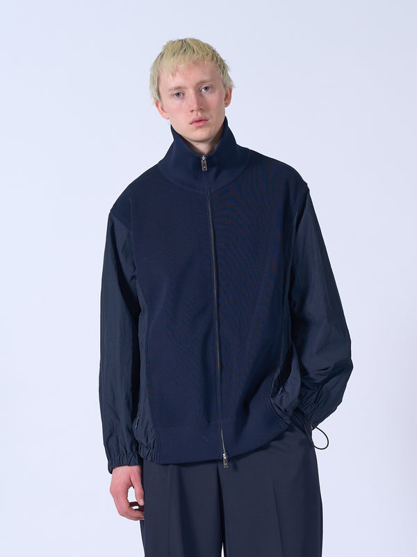 Connected Rib Knit Trucker Jacket