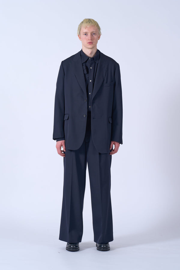 Wool Gabardine Collar Disappeared Blazer