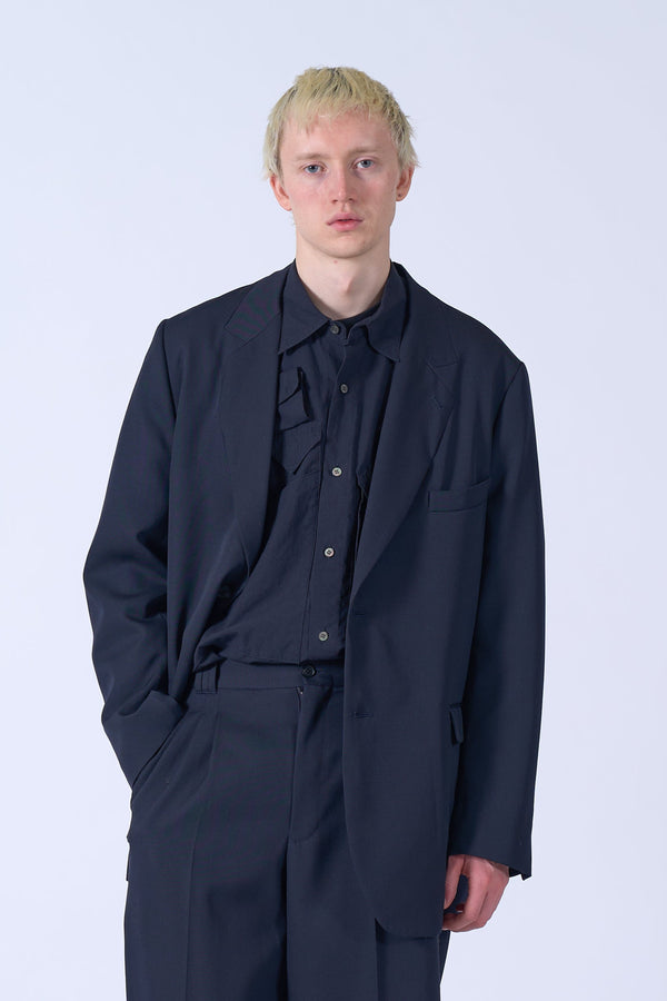 Wool Gabardine Collar Disappeared Blazer