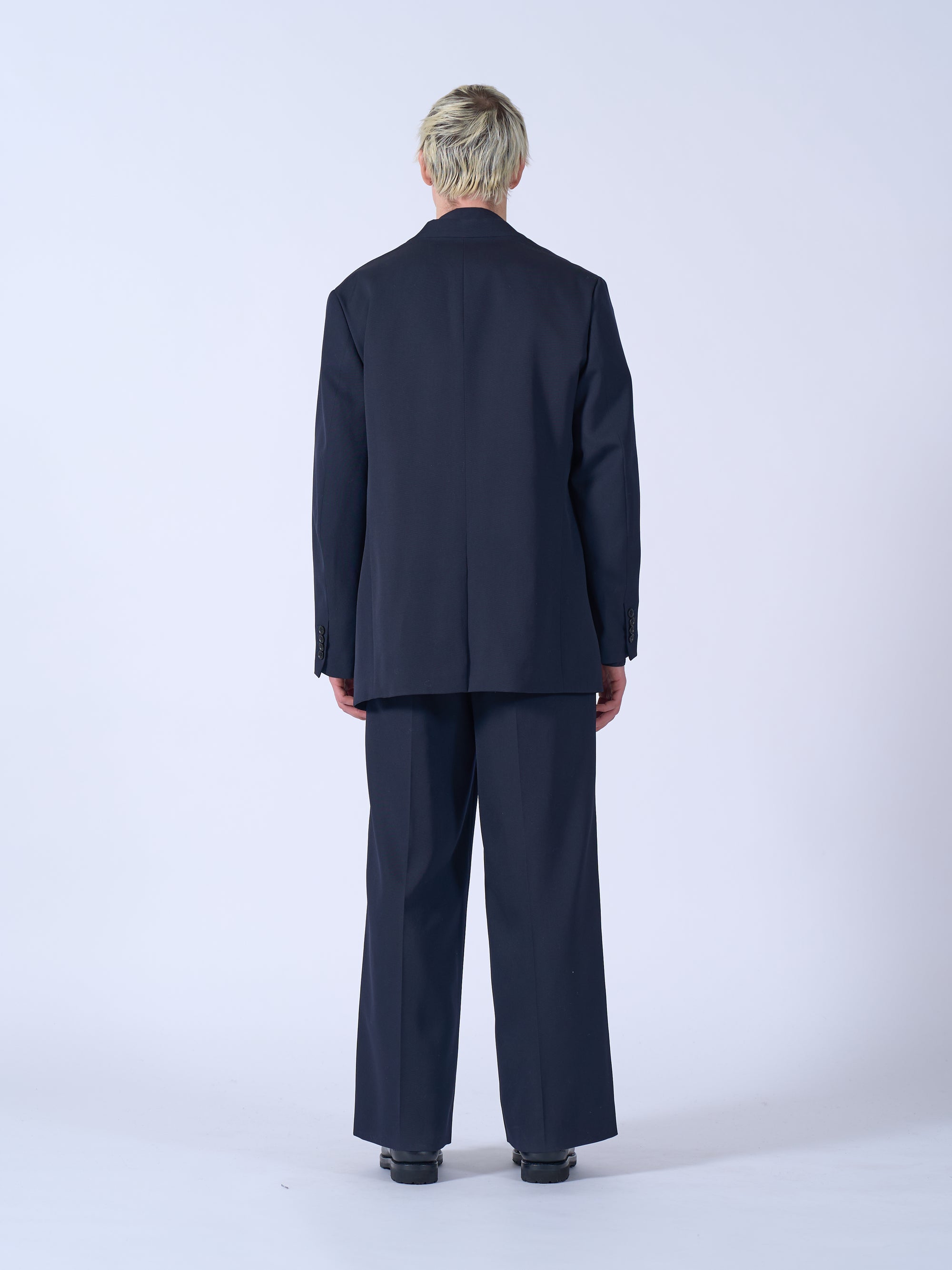 Wool Gabardine 3Pleated Wide-Leg Trousers