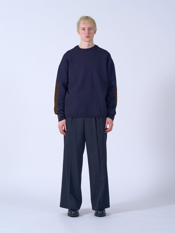 Suede Leather Elbow Patch Sweater