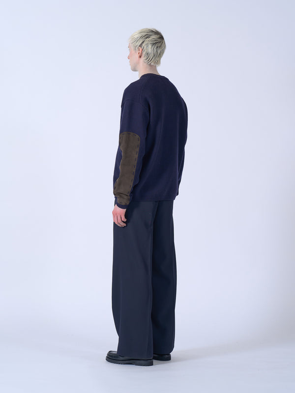 Suede Leather Elbow Patch Sweater