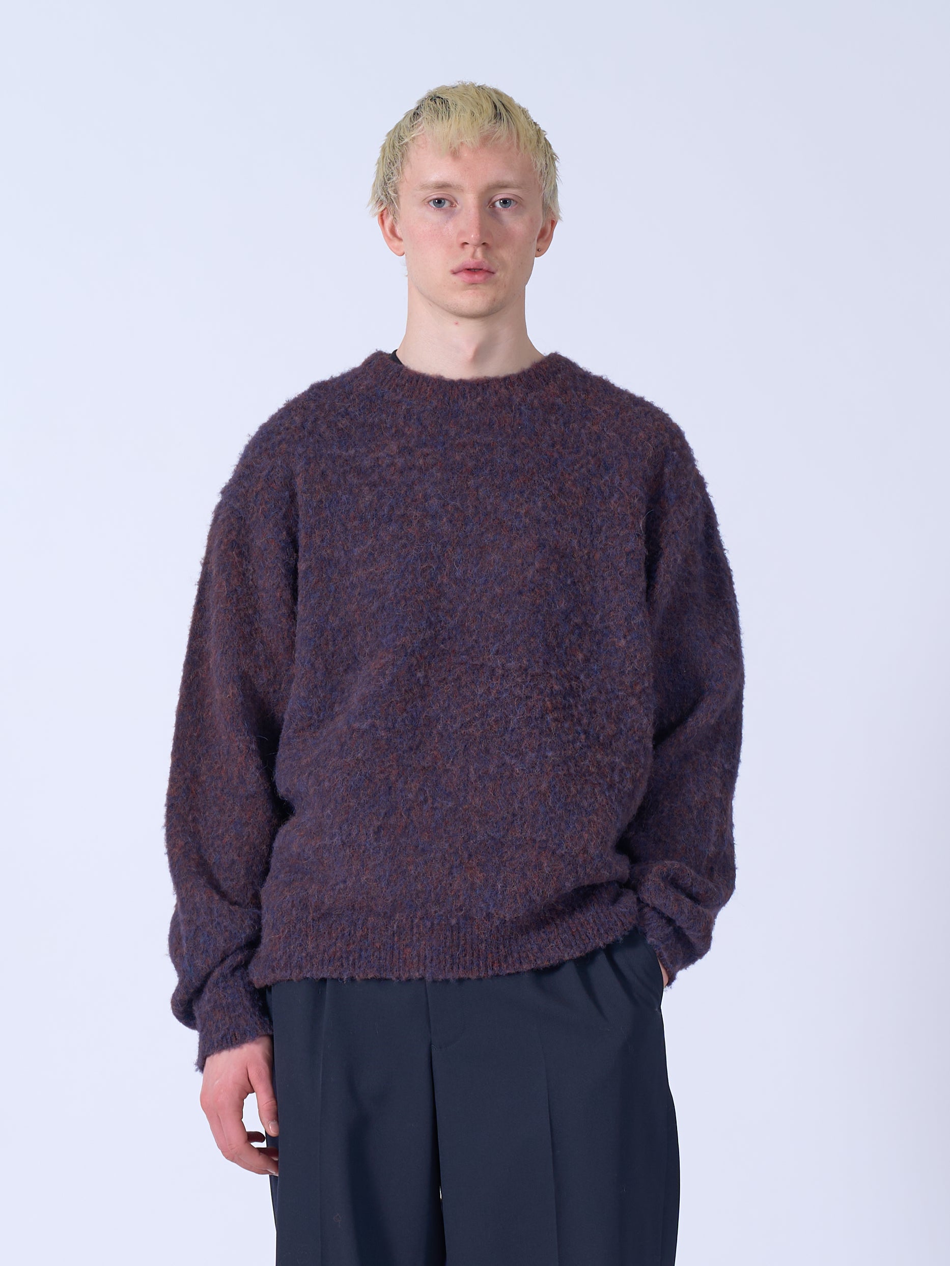 3Color Mix Baby Alpaca Crewneck Sweater