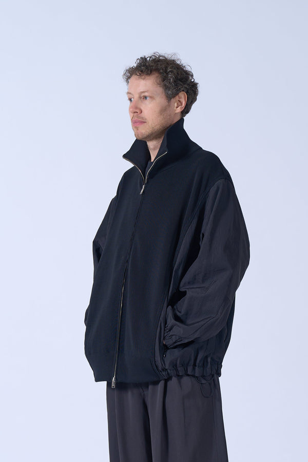 Connected Rib Knit Trucker Jacket