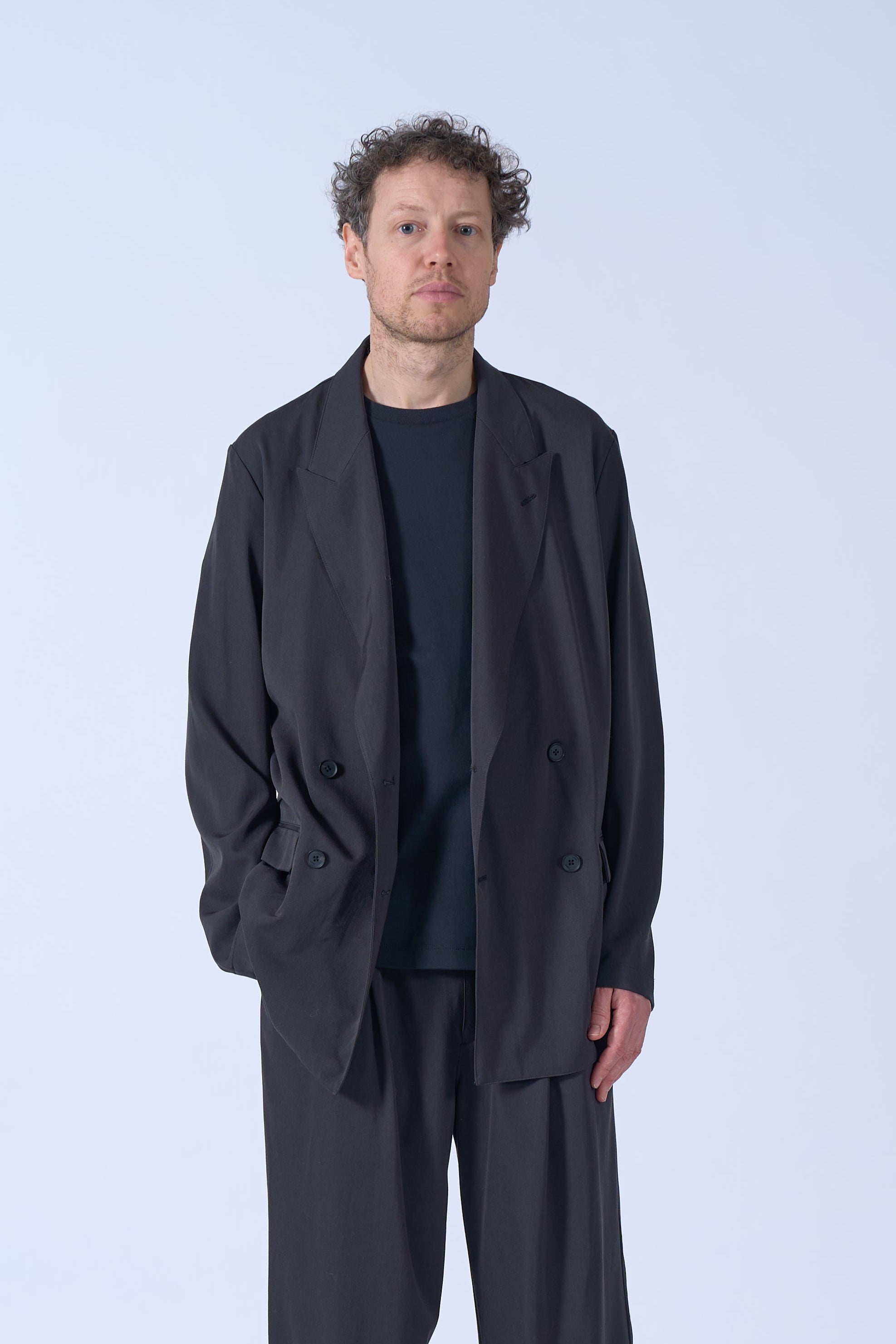 Wool Washer Twill Double Breasted Jacket