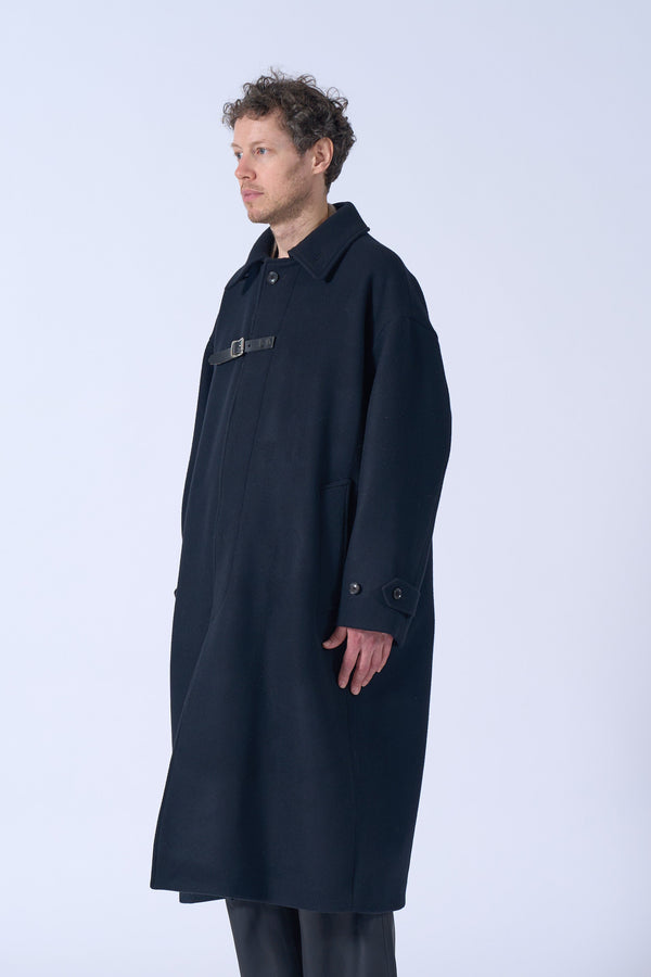 Wool Melton Big Balmacaan Coat