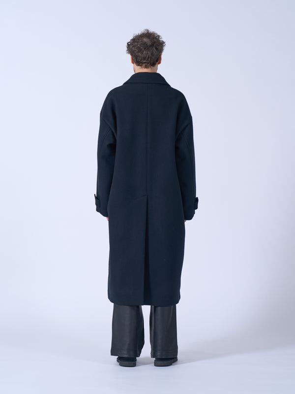 Wool Melton Big Balmacaan Coat