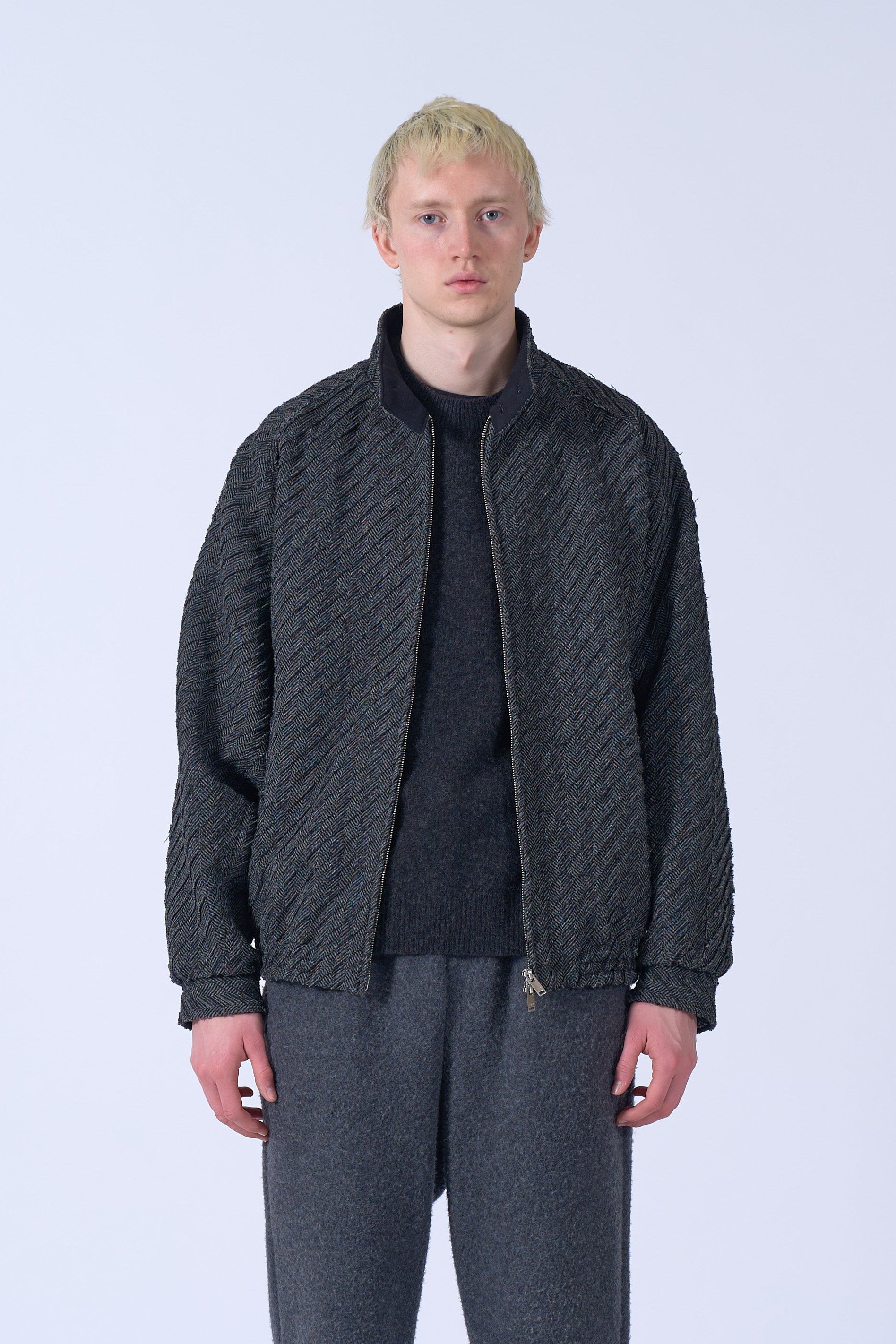 Herinbone Bonding Tweed Harrington Jacket | YOKE Official Website