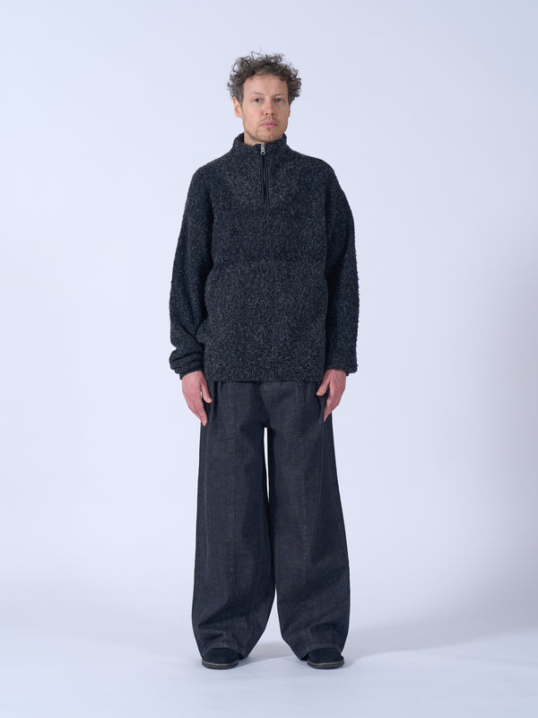 Wool Boucle Half Zip Pullover