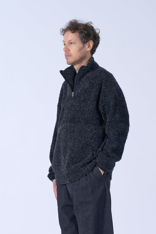 Wool Boucle Half Zip Pullover