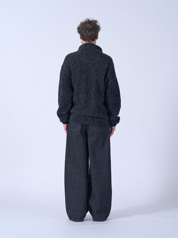Wool Boucle Half Zip Pullover
