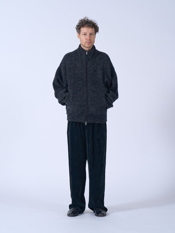 Wool Boucle Knit Zip Jacket