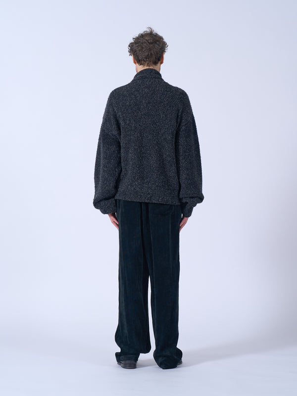 Wool Boucle Knit Zip Jacket