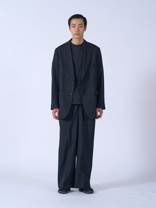 Wool Gabardine 3Pleated Wide-Leg Trousers