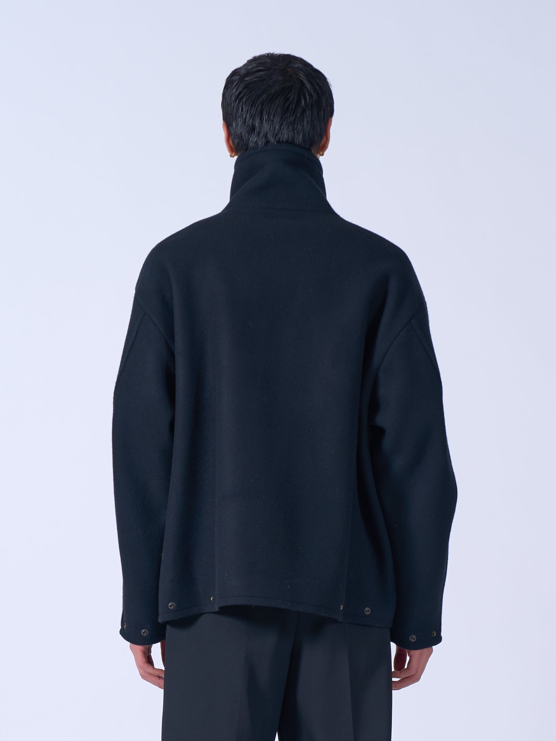 Wool Melton Stand Collar Zip Blouson