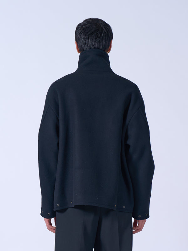 Wool Melton Stand Collar Zip Blouson