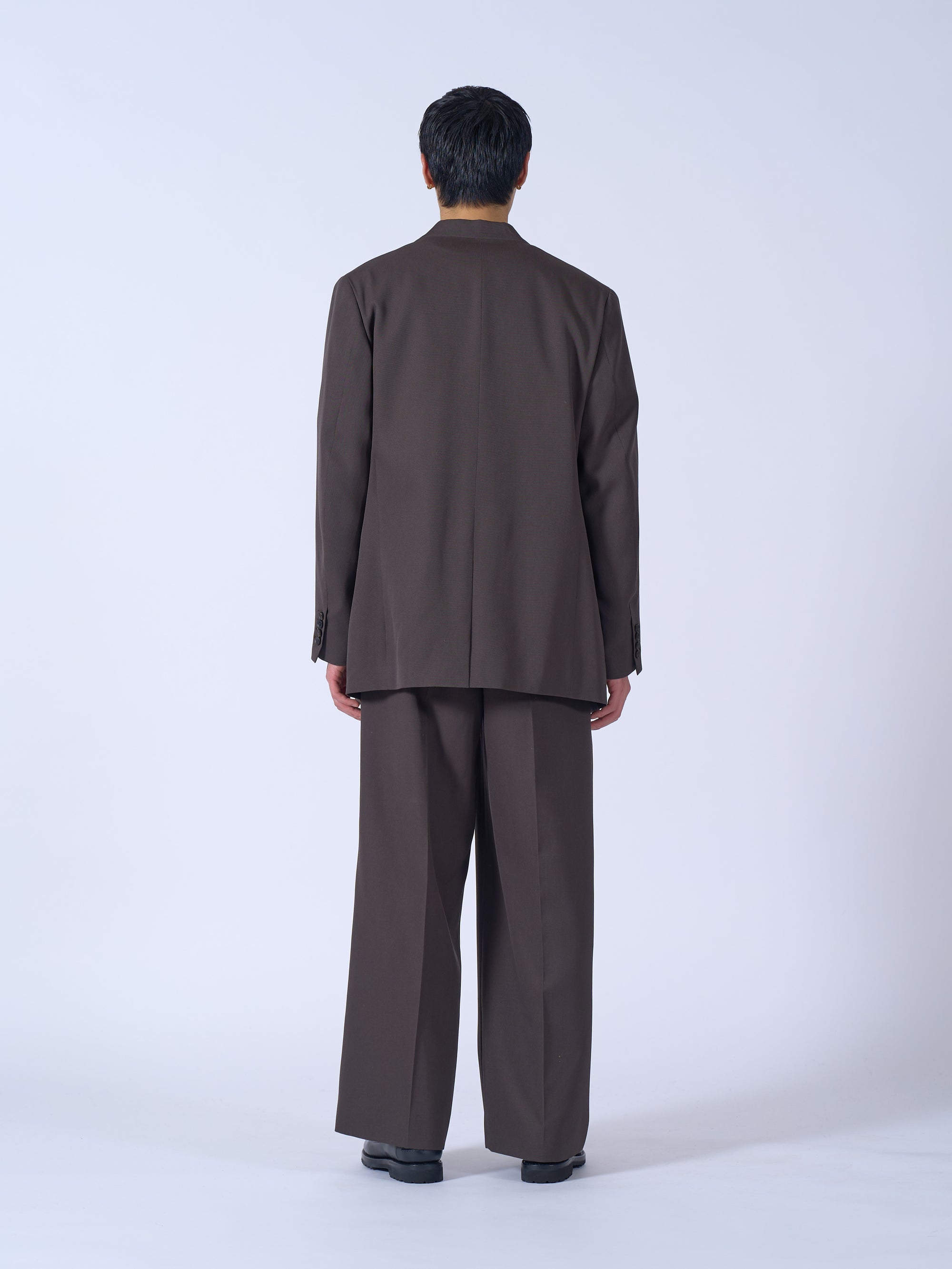 Wool Gabardine 3Pleated Wide-Leg Trousers