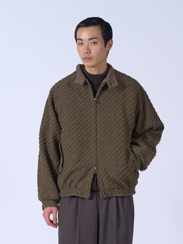 Herinbone Bonding Tweed Harrington Jacket