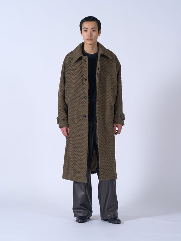 Herinbone Bonding Tweed Big Balmacaan Coat