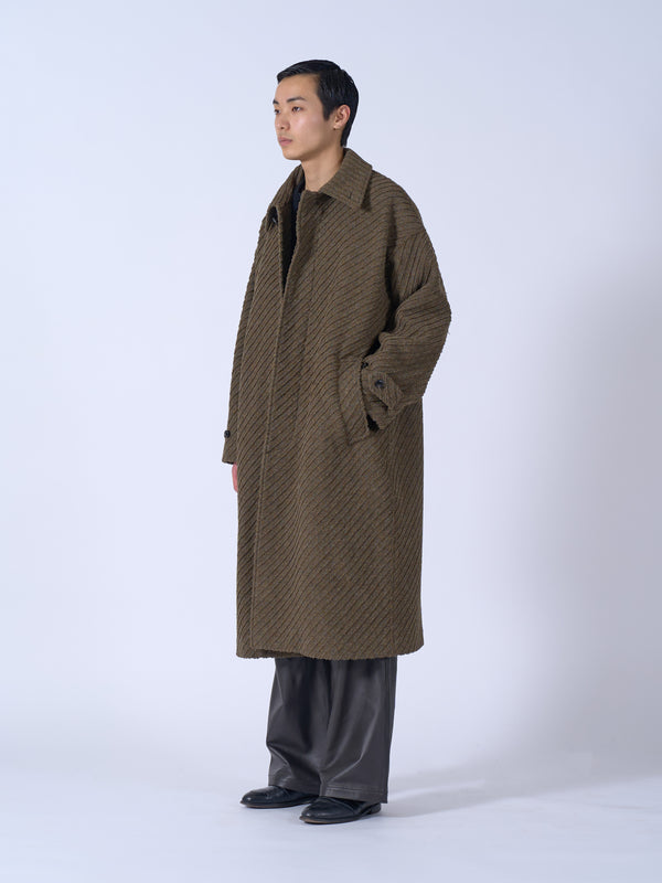 Herinbone Bonding Tweed Big Balmacaan Coat