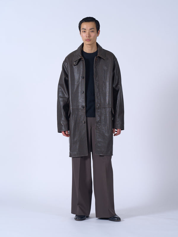 Leather Balmacaan Coat