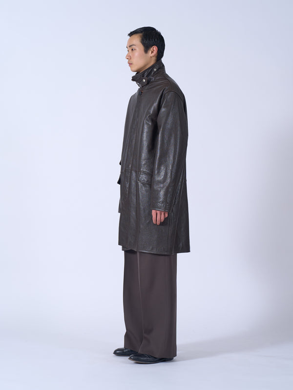 Leather Balmacaan Coat