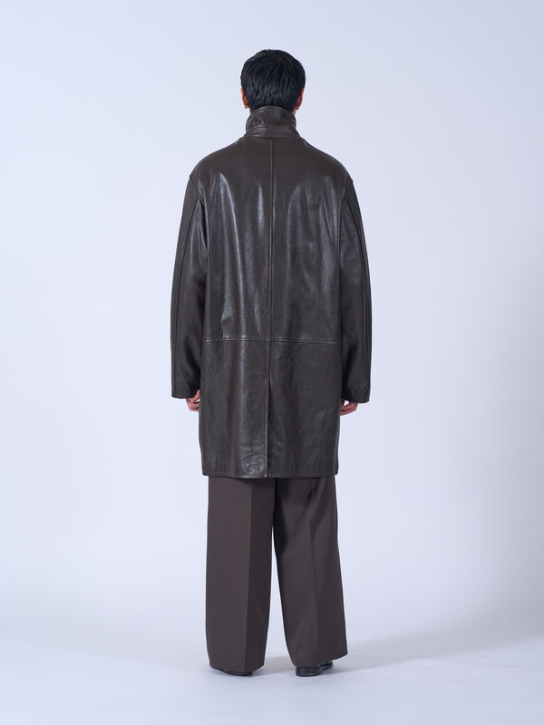 Leather Balmacaan Coat