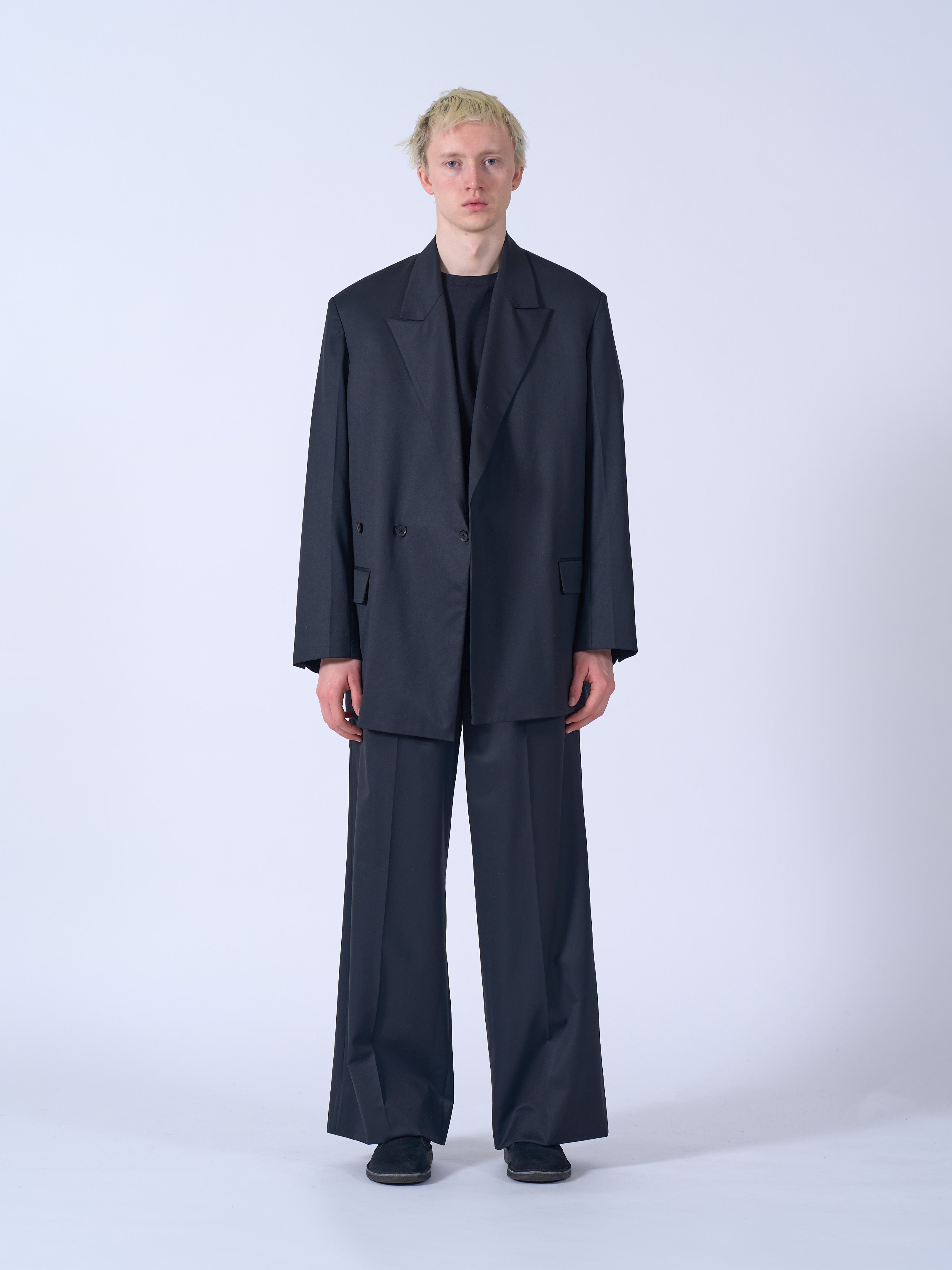 Wool Gabardine 3Pleated Wide-Leg Trousers – YOKE