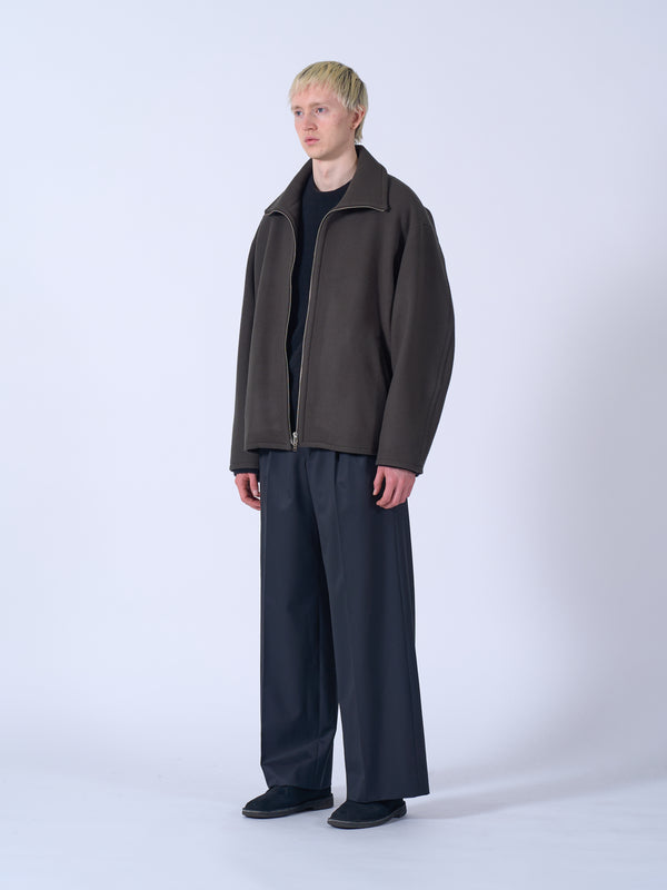 Wool Melton Stand Collar Zip Blouson