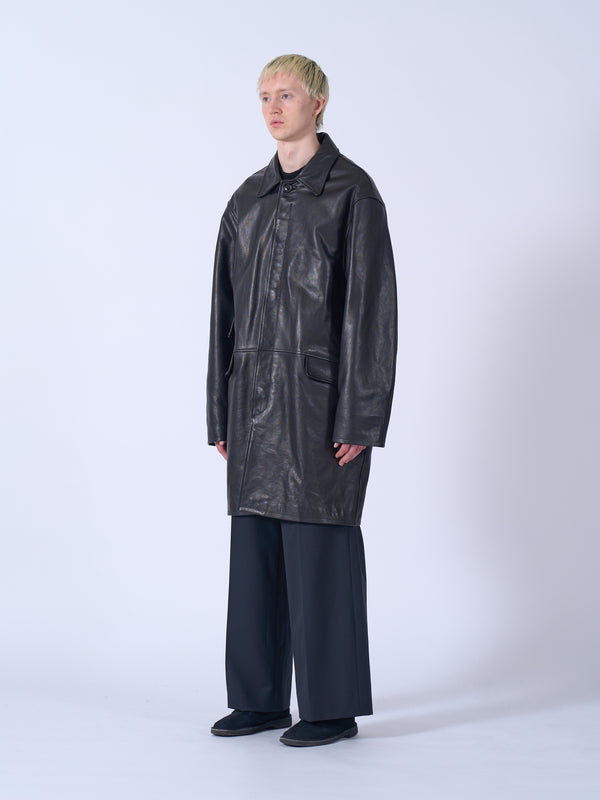 Leather Balmacaan Coat
