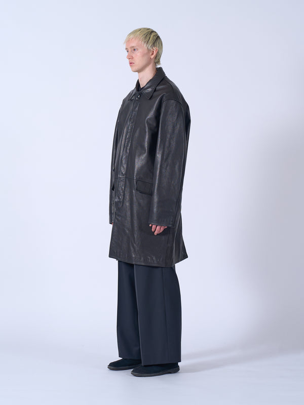 Leather Balmacaan Coat