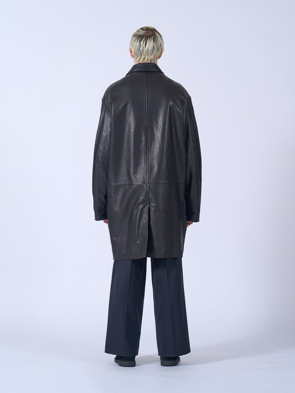 Leather Balmacaan Coat