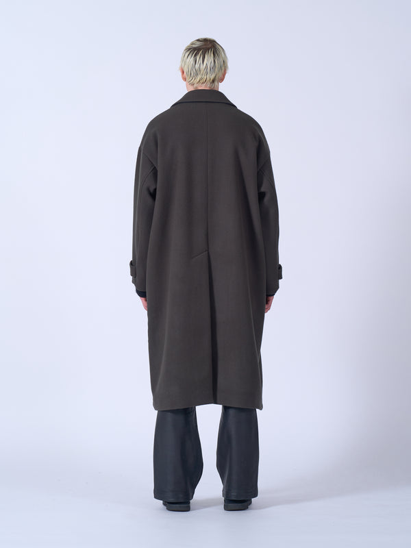 Wool Melton Big Balmacaan Coat