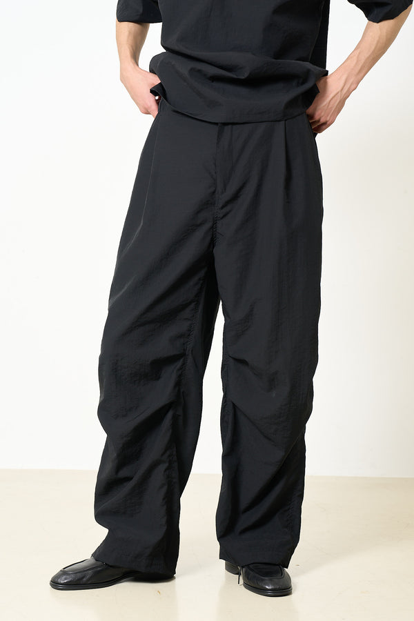 Exclusive Wool Nylon Poplin Knee Tuck Easy Pants