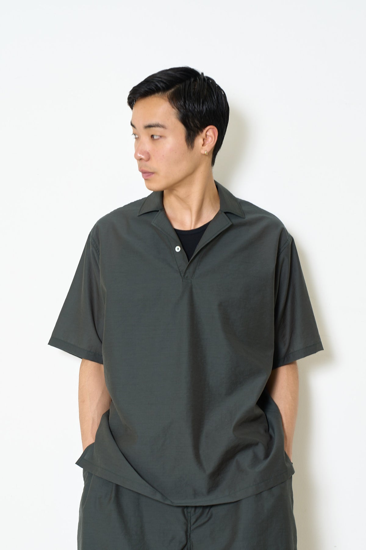 Exclusive Wool Nylon Poplin Skipper Polo Shirt