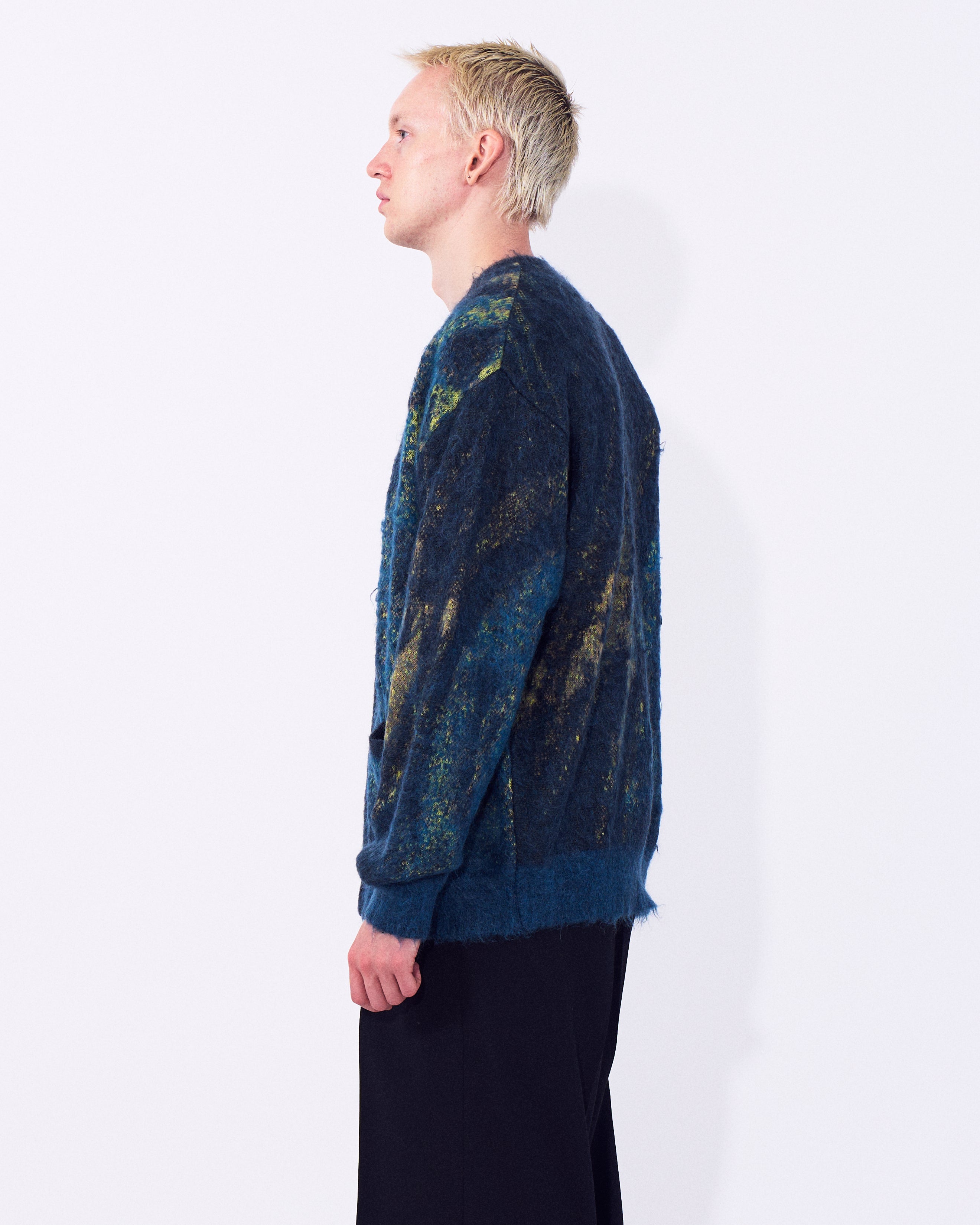 Abstract Jaquard Mohair Cardigan | YOKE Official Website