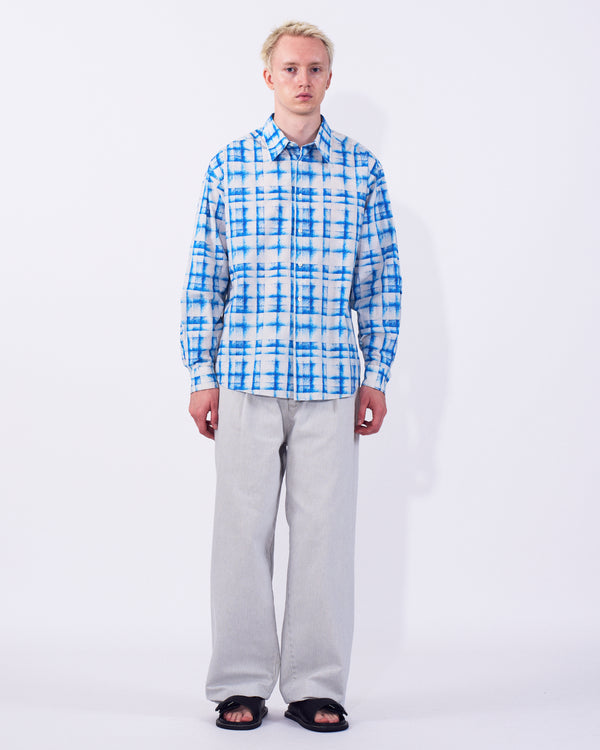 Plaid Cotton Typewriter Loose Fit Shirt