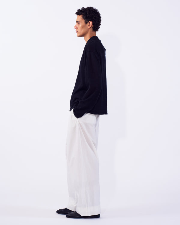 Ramie Wool Zip Knit Shirt