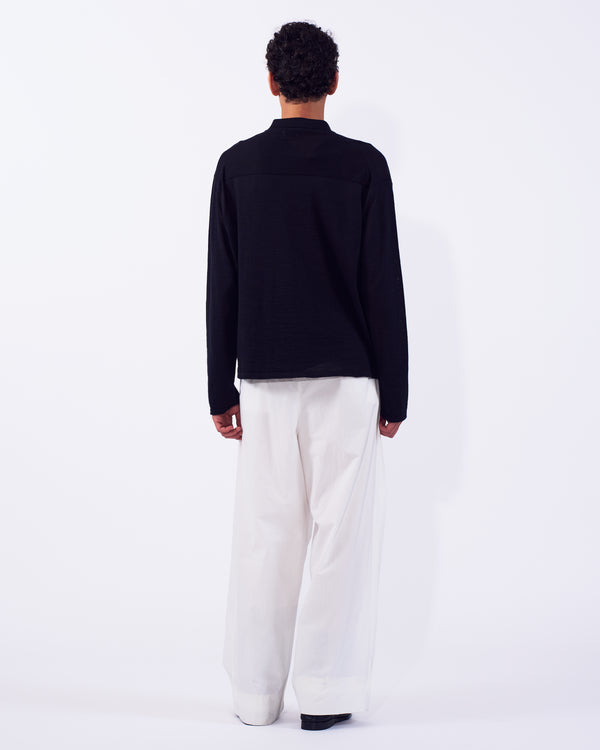 Ramie Wool Zip Knit Shirt