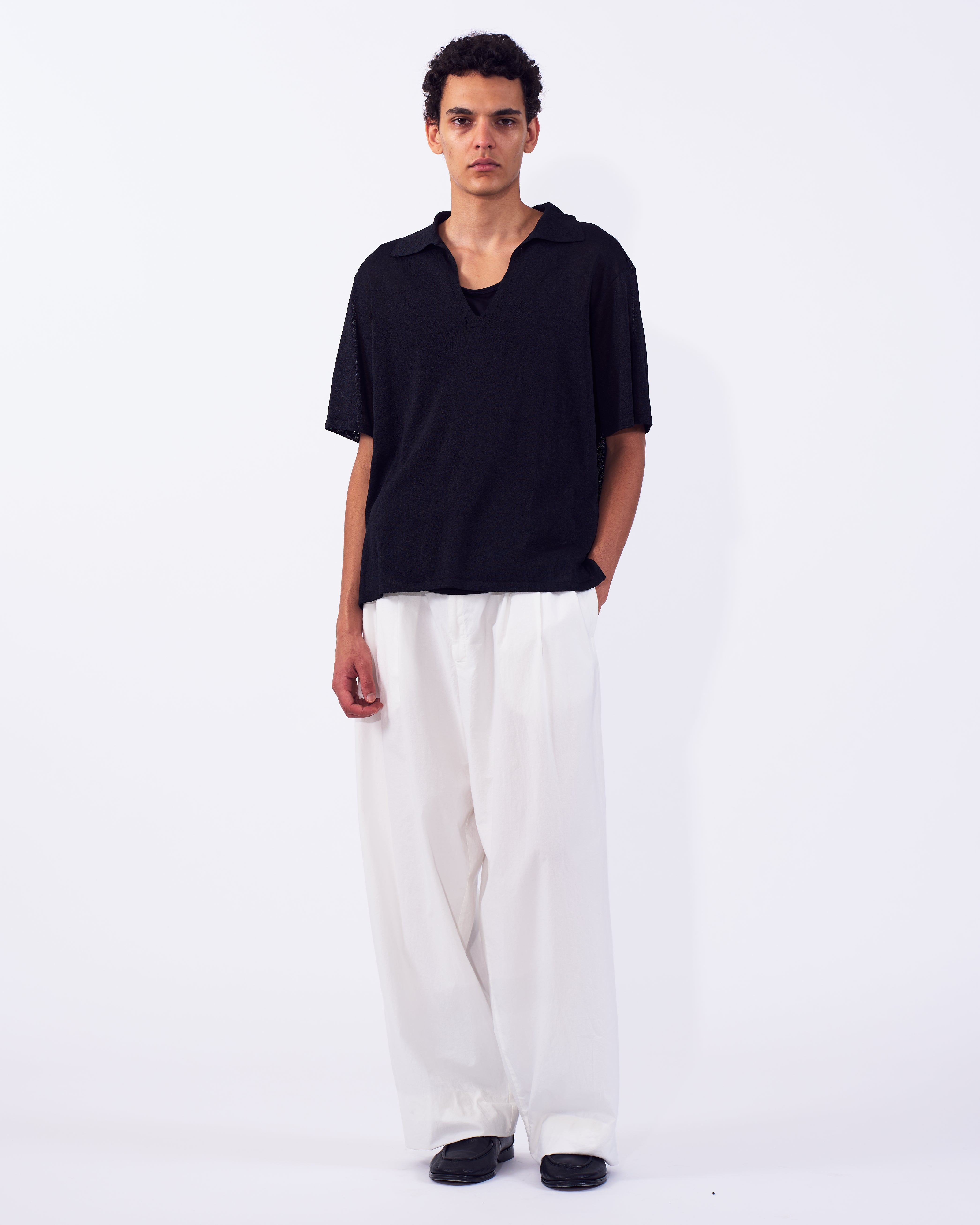 Washi Polyester Knit Sheer Skipper Shirt | YOKE Official Website