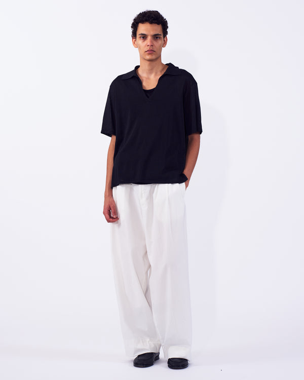 Washi Polyester Knit Sheer Skipper Shirt