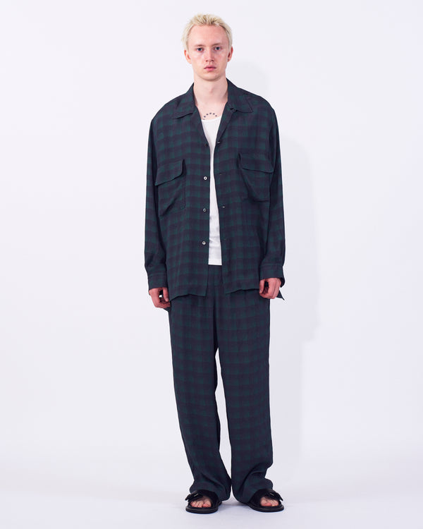 Rayon Acetate Jacqard Plaid 1pleated Easy Pants