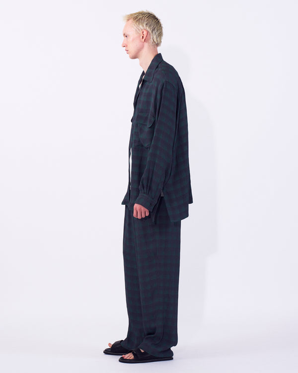 Rayon Acetate Jacqard Plaid 1pleated Easy Pants