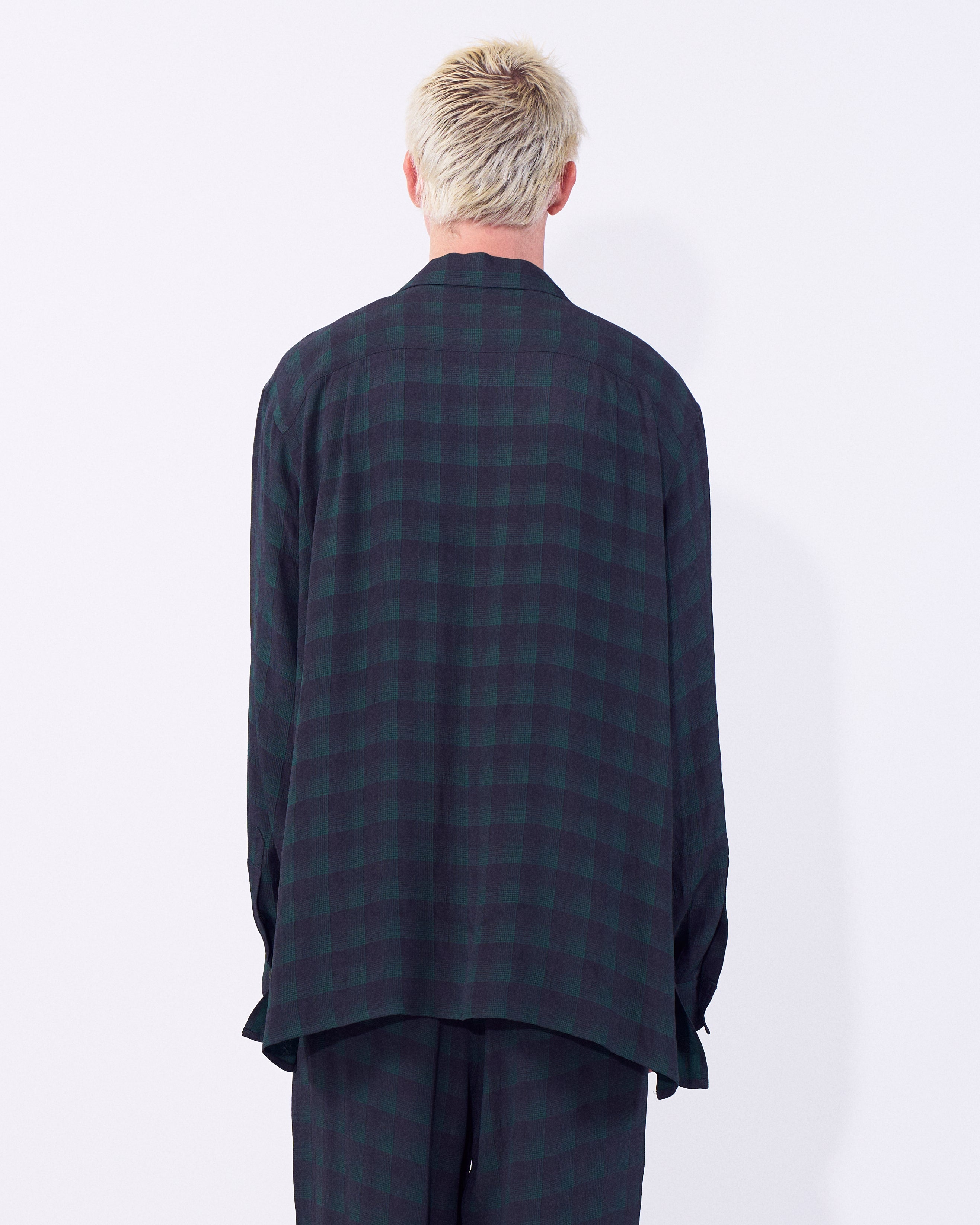Jacqard Plaid Open Collar Shirt | YOKE Official Website