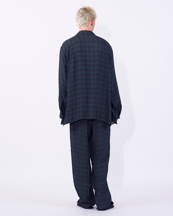 Rayon Acetate Jacqard Plaid 1pleated Easy Pants