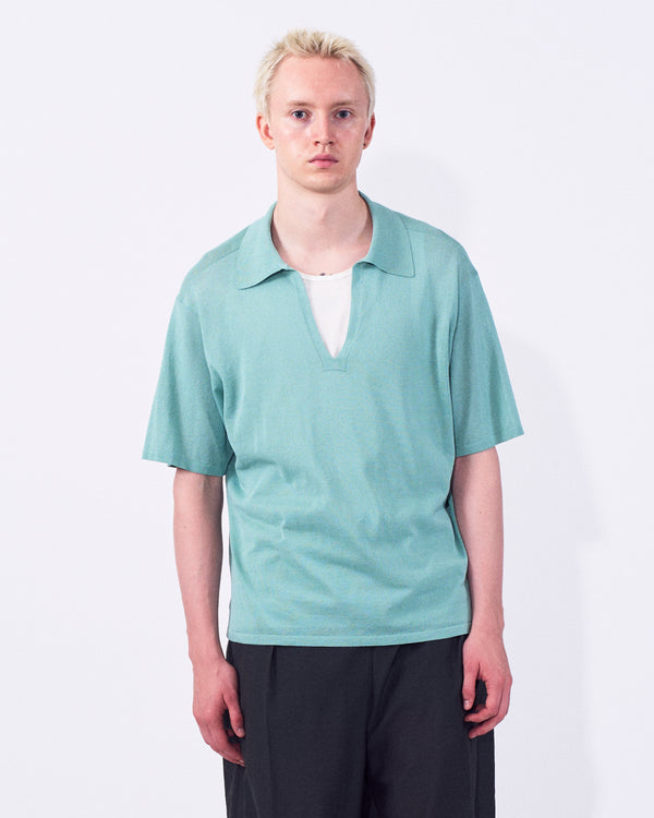 Washi Polyester Knit Sheer Skipper Shirt