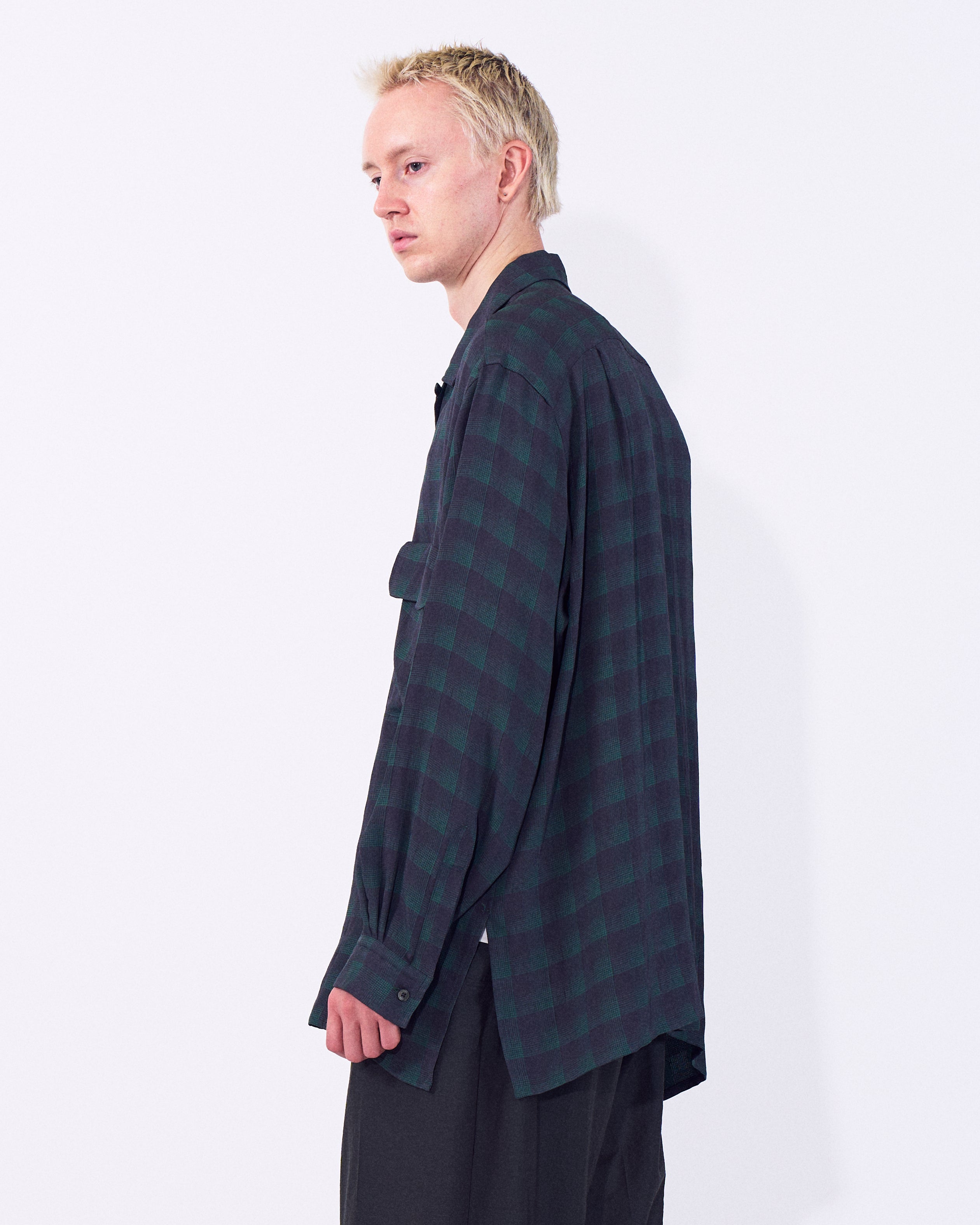 Jacqard Plaid Open Collar Shirt | YOKE Official Website