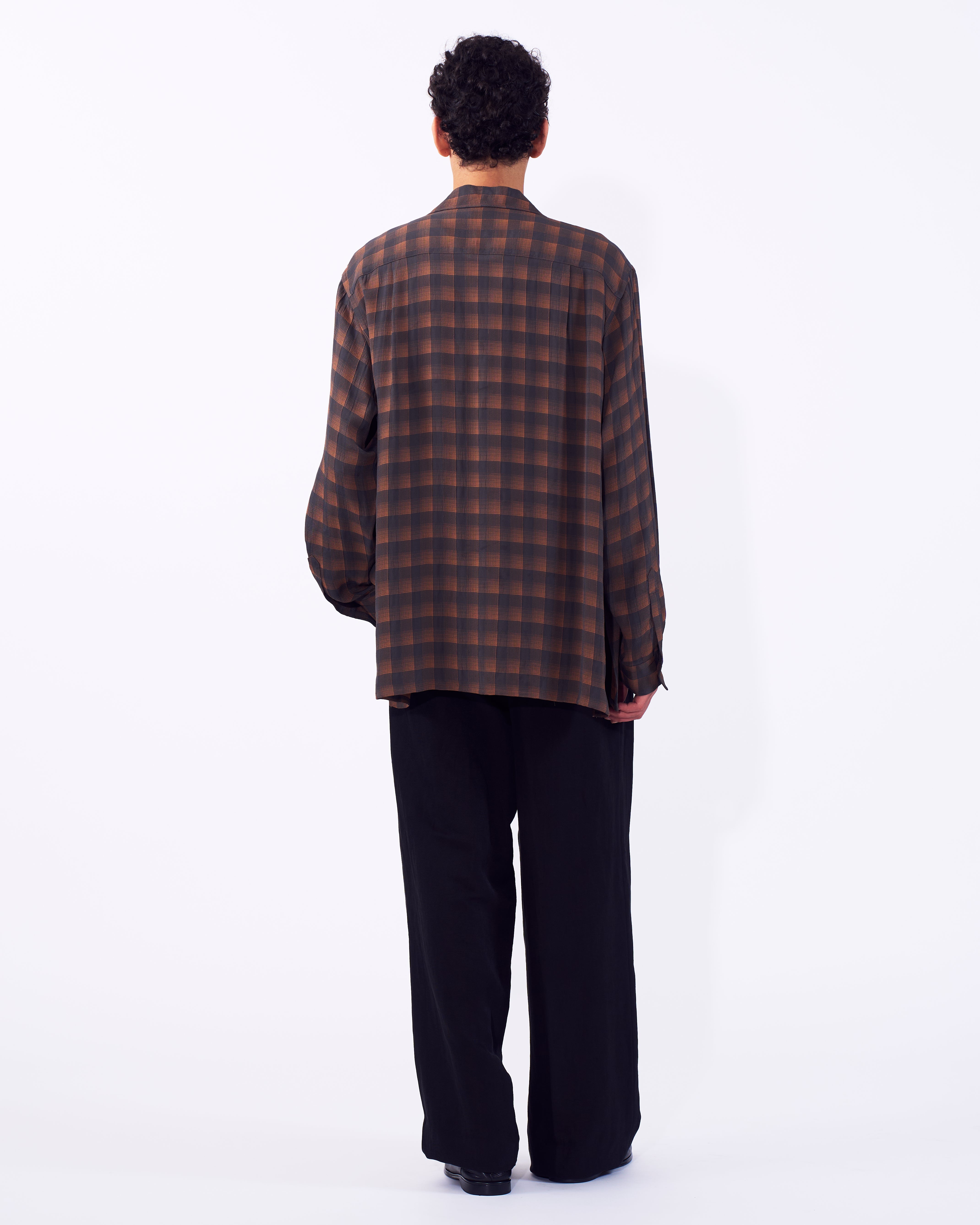Jacqard Plaid Open Collar Shirt | YOKE Official Website